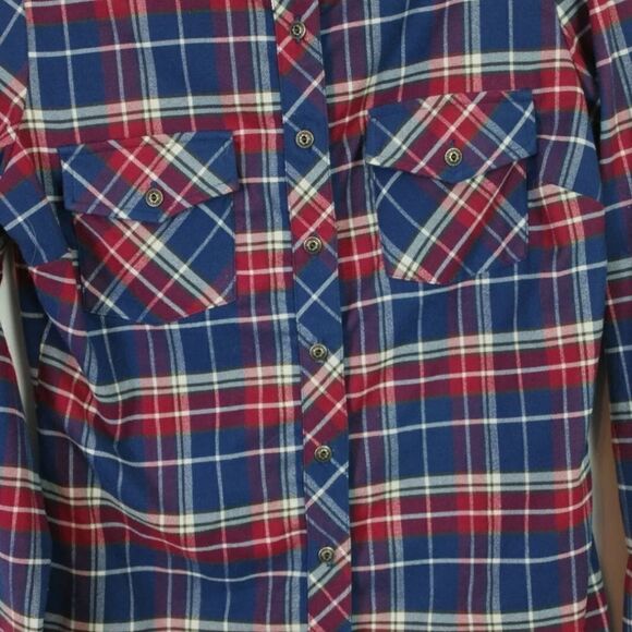 KUHL Alina Flannel Button Shirt Long Sleeve Plaid Blue Red Women's SIZE MEDIUM - Picture 6 of 11